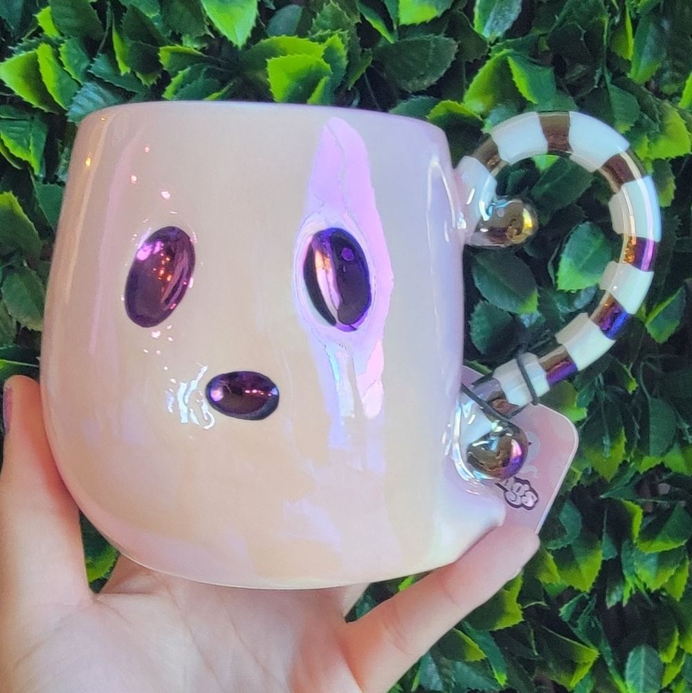 👻 NWT Happy Hauntings Irredescent Pink Ghost Halloween Mug 👻